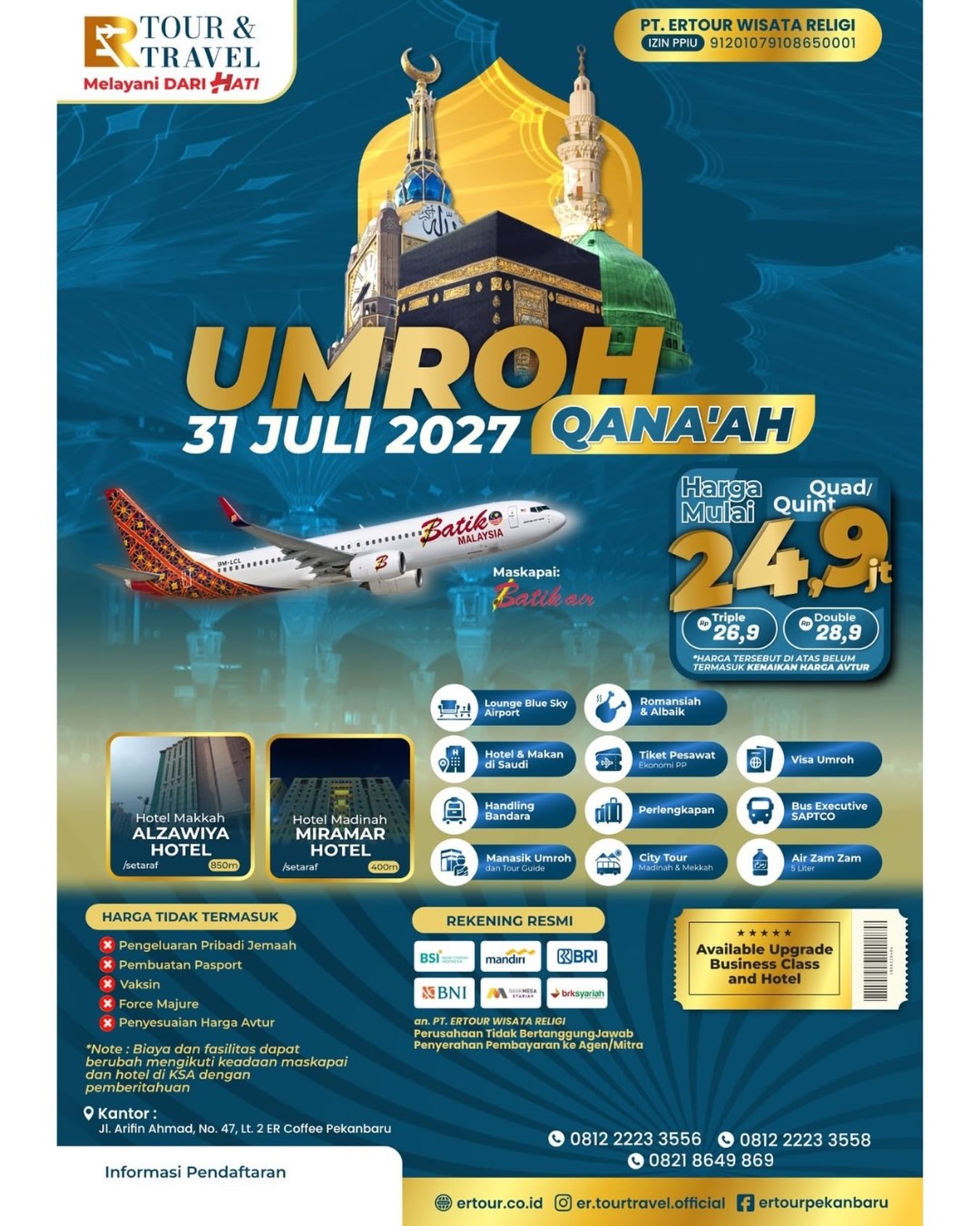 Pakej Umrah Qana'ah 2027 Bertolak dari Pekanbaru