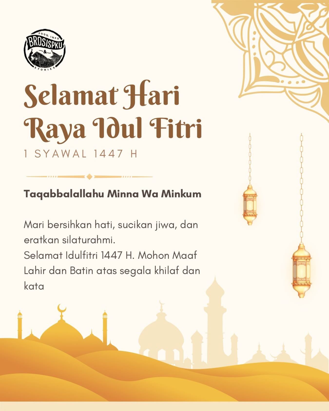 Segenap Tim BroSisPKU mengucapkan Selamat Hari Raya Idul Fitri 1447 H✨

Minal aidin wal faizin mohon maaf lahir dan batin 🙏🙏

_

🌐 Butuh rekomendasi di Pekanbaru? Cek website www.brosispku.com

#BrosisPKU #pekanbaru #SeputarPKU